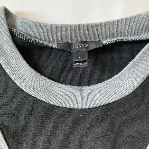 J.CREW Varsity Colorblock Sweatshirt, Black/Grey, S - Picture 8 of 9